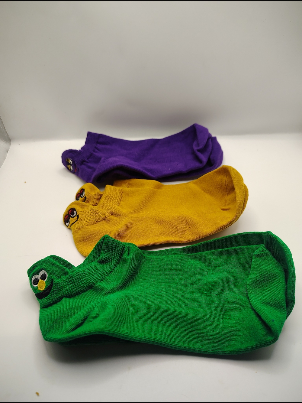 Kids No-Show Sock Set - Green, Mustard, Purple